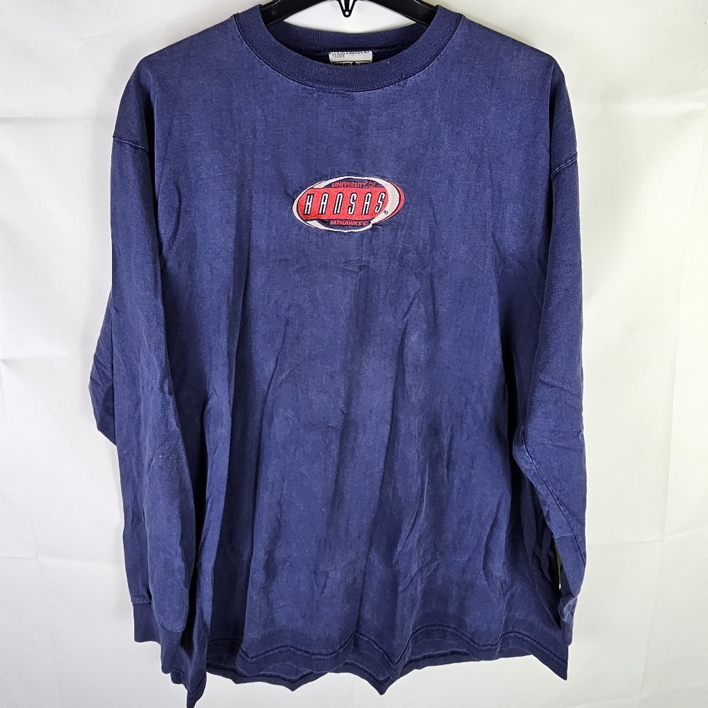 Vintage Y2K University of Kansas Jayhawks T-Shirt Mens L Gorpcore Casual College